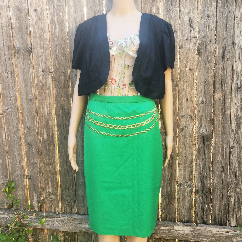 Vintage Escada Margaretha Ley Green Wool Skirt